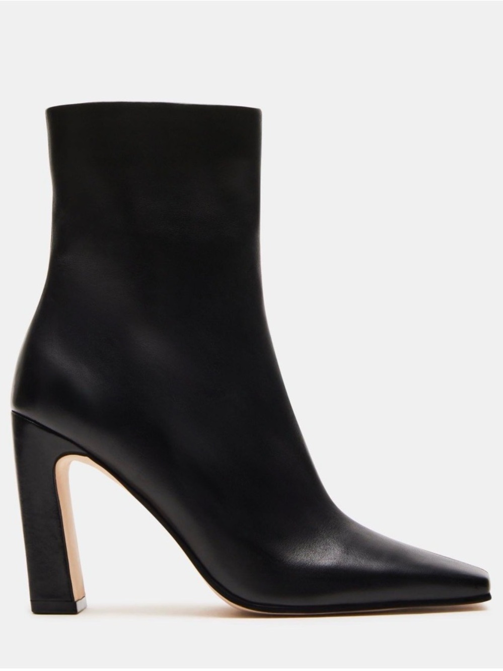 Steve Madden Black Leather square toe Ankle Bootie